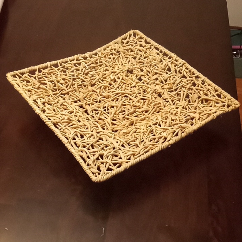 Woven Wicker Basket Tray Square Southwest Centerpiece